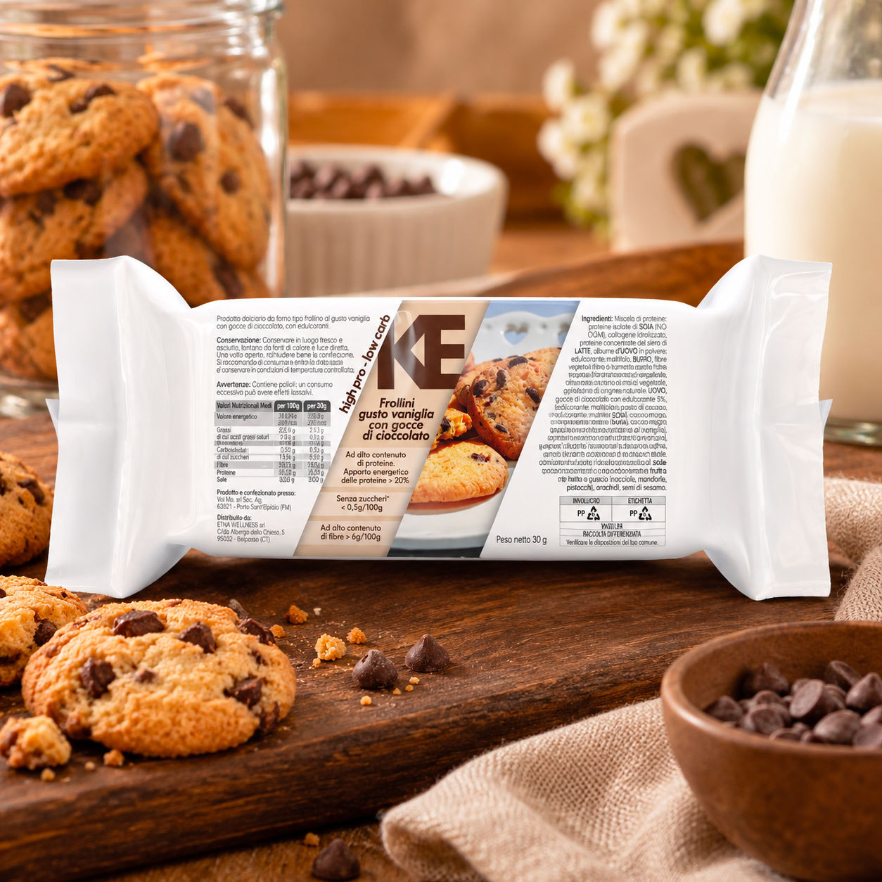 Frollini gusto vaniglia con gocce di cioccolato - low carb - pack 4